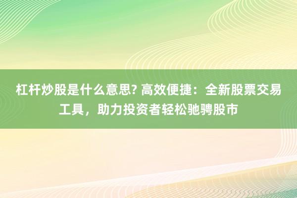 杠杆炒股是什么意思? 高效便捷：全新股票交易工具，助力投资者轻松驰骋股市